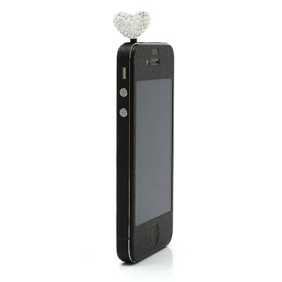 Други Бижута за телефони Бижу за телефон 3.5 mm jack сърце с бели камъни